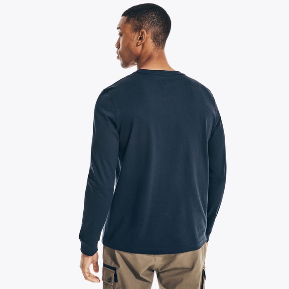 Nautica Men’s Size S Navy Blue Long-Sleeve Tee - Picture 3 of 5
